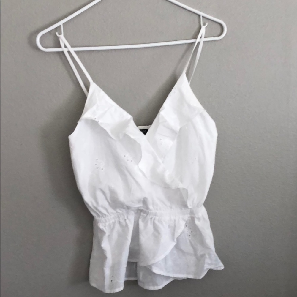 Ruffle white tank